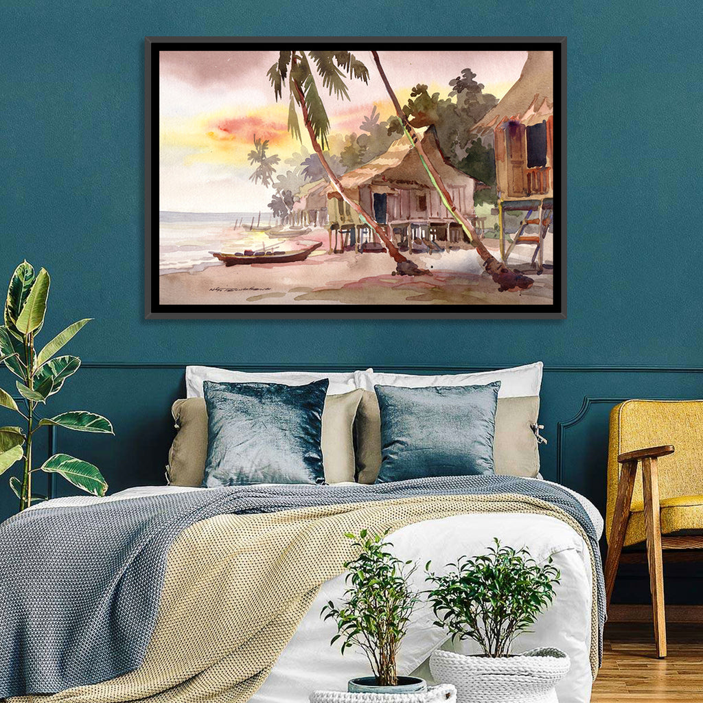 Malaysian Coastal Village at Sunset Wall Art