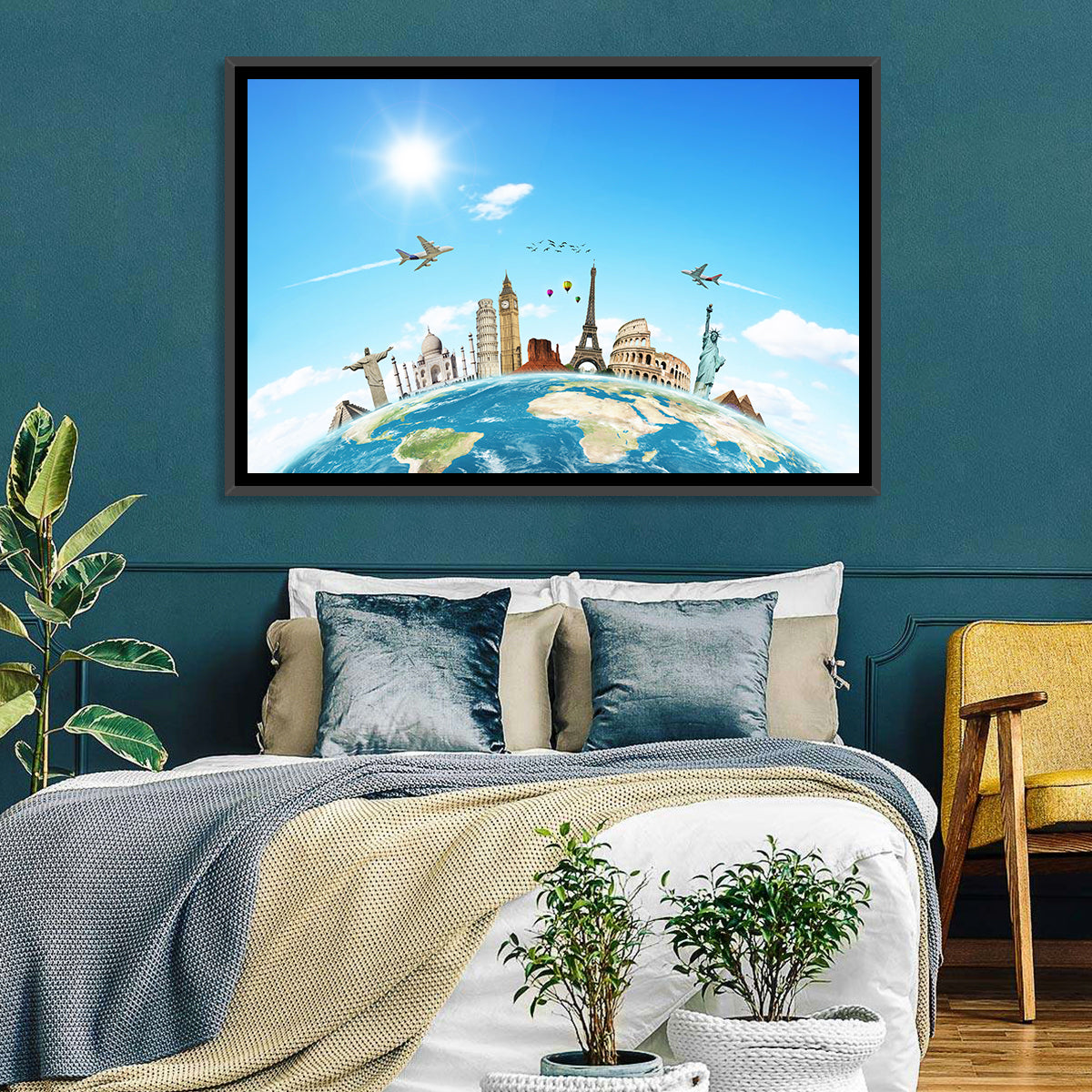 World Monuments Montage Wall Art in a room, landscape
