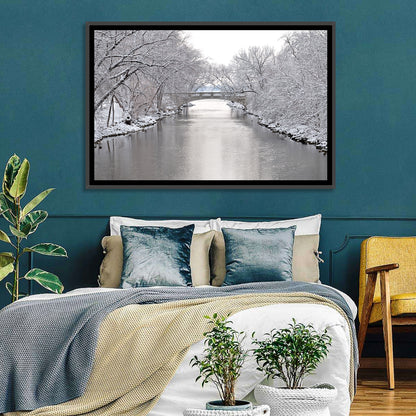 Yahara River Winter Stone Bridge Wall Art