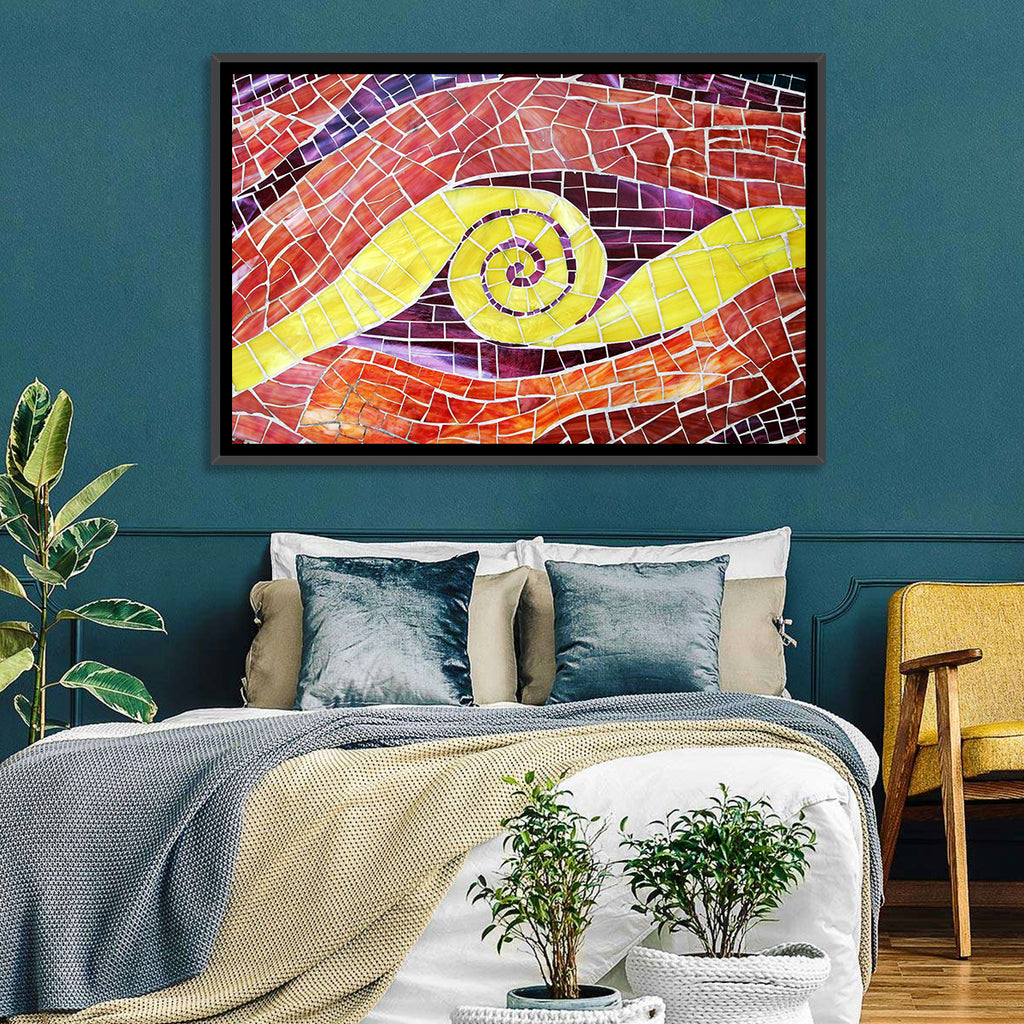 Red and Yellow Spiral Mosaic Wall Art