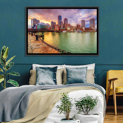 Boston Harbor Skyline at Sunset Wall Art