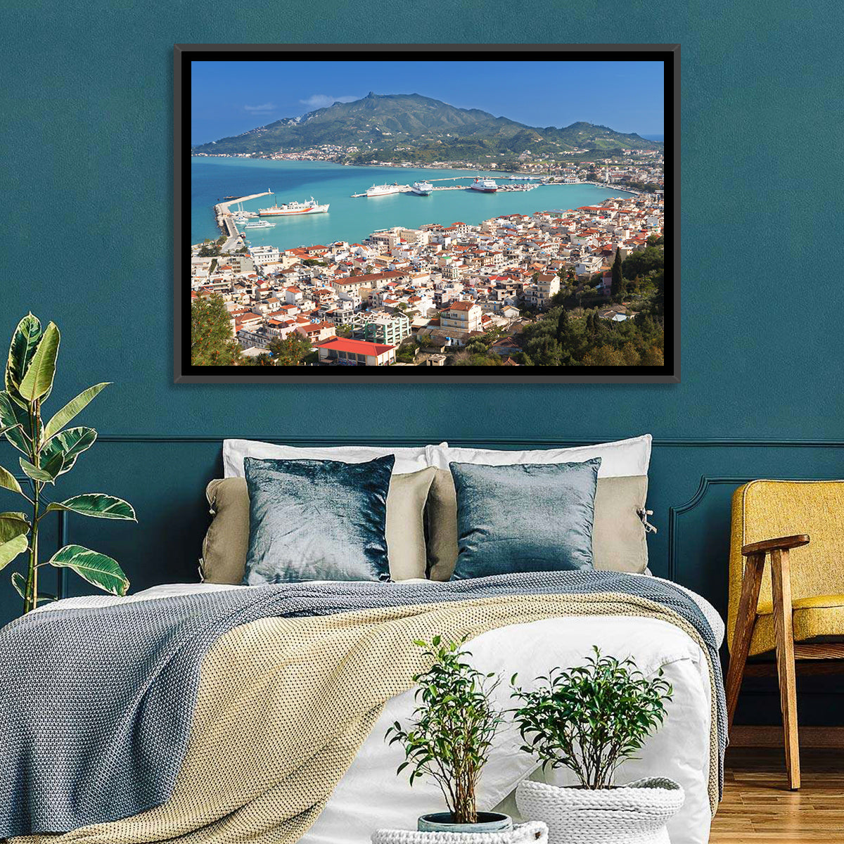 Zakynthos Harbor View Wall Art
