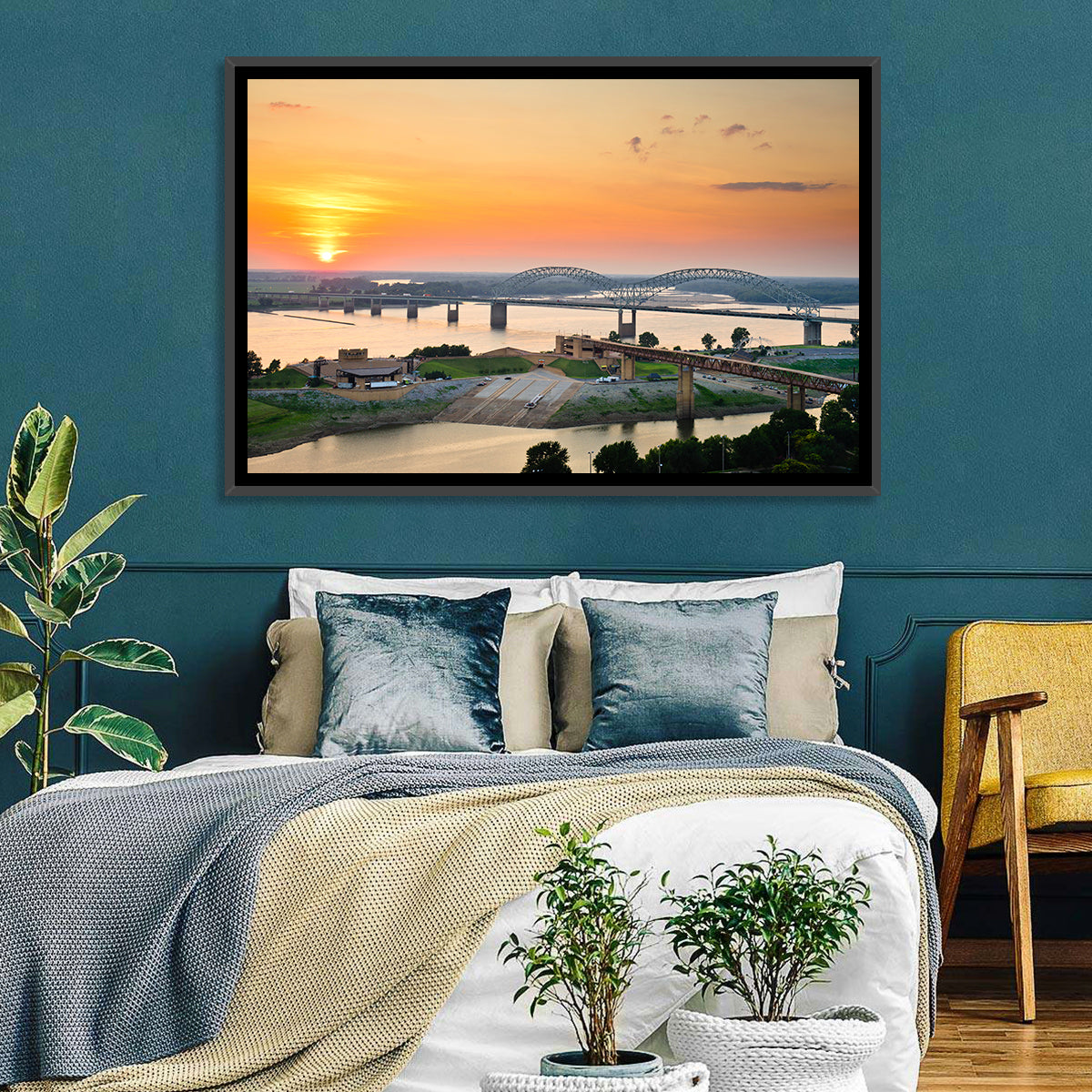 Hernando De Soto Bridge at Sunset Wall Art