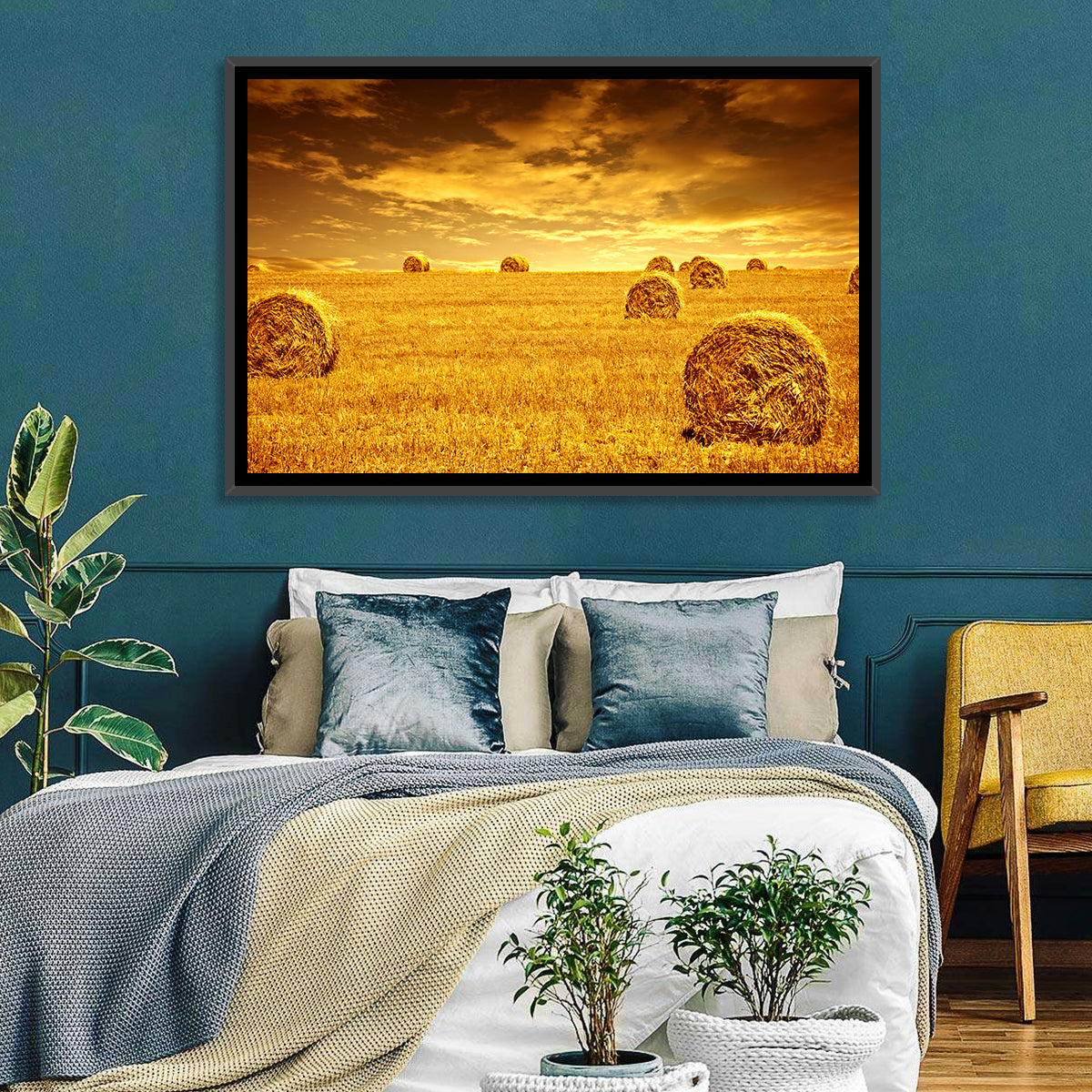 Golden Hour Haystacks Wall Art