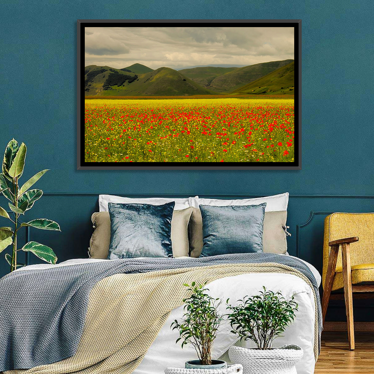 Castelluccio Wildflower Meadow Wall Art in a room, landscape