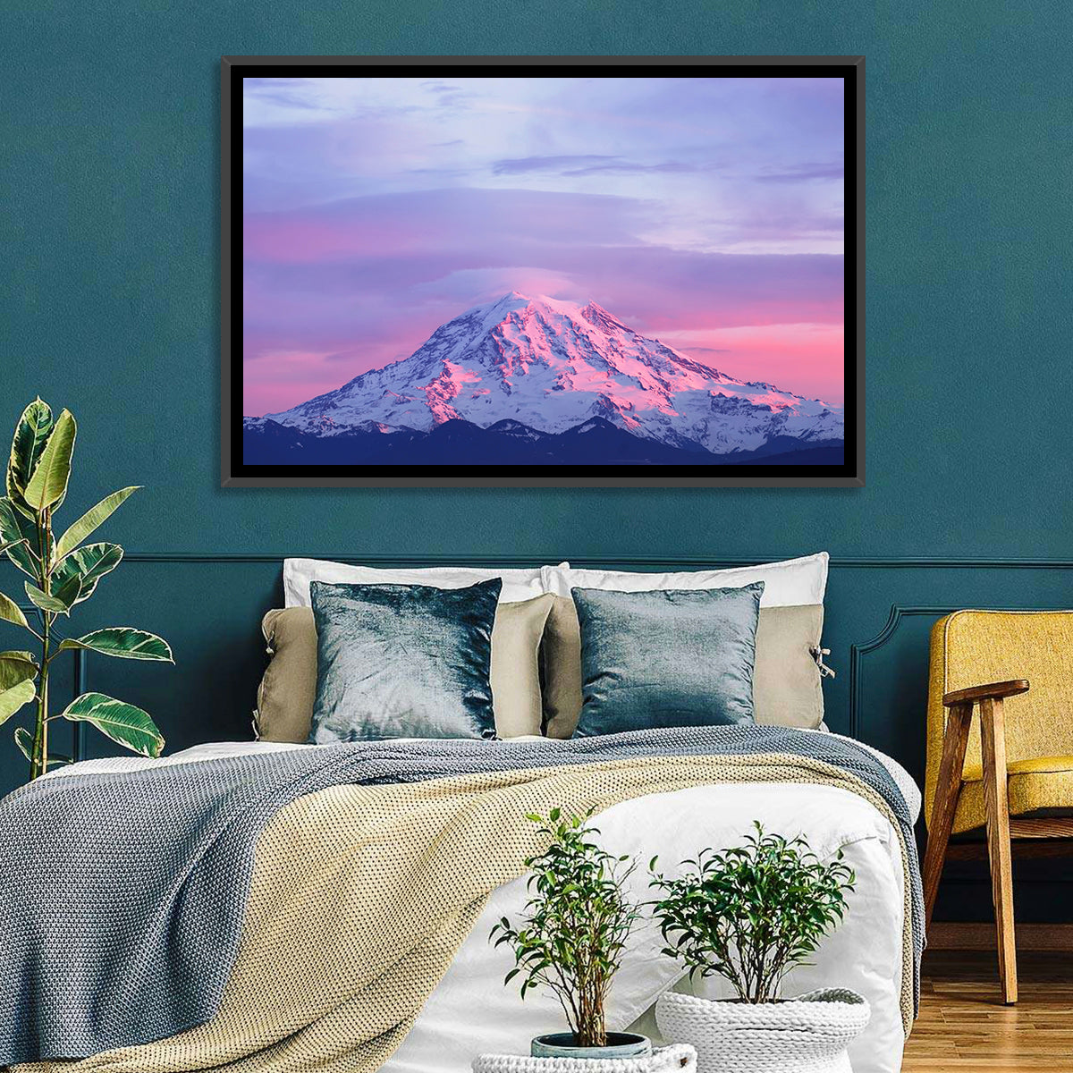 Mount Rainier Alpenglow with Lenticular Cloud Wall Art
