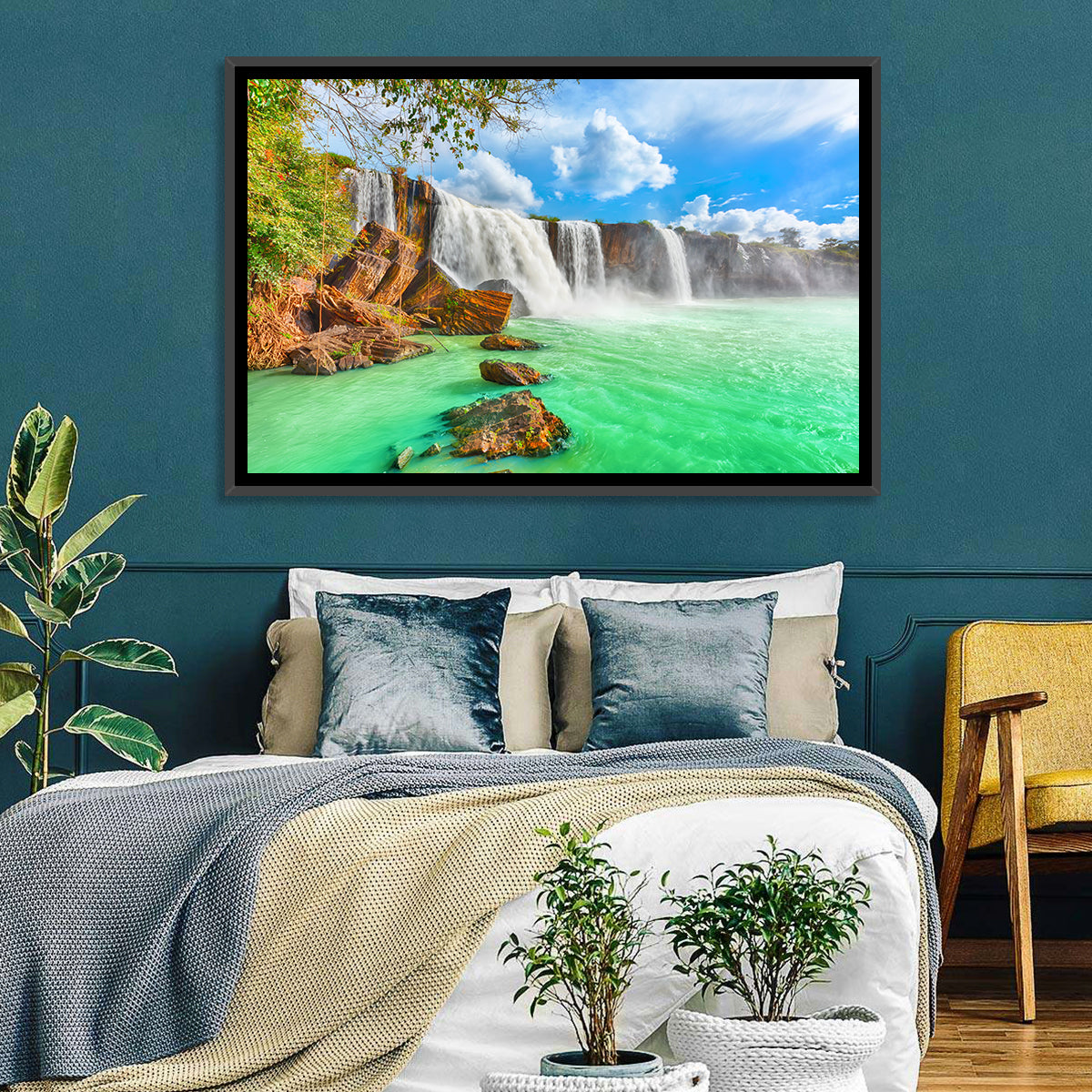 Dray Nur Waterfall Wall Art in a room, landscape