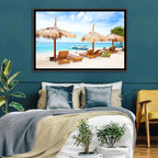 Gili Meno Beach with Thatched Umbrellas Wall Art