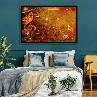 Grunge Music Notes Wall Art