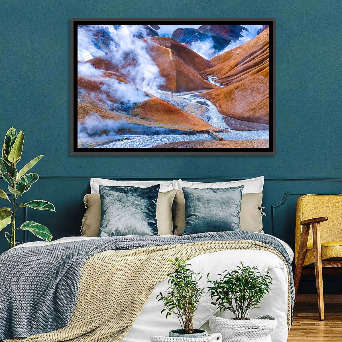 Geothermal Valley with Footbridge Wall Art in a room, landscape
