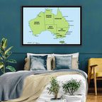 Minimalist Australia Map with State Labels Wall Art