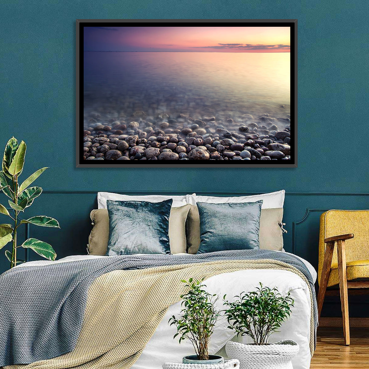 Pebbled Shore Sunset Wall Art