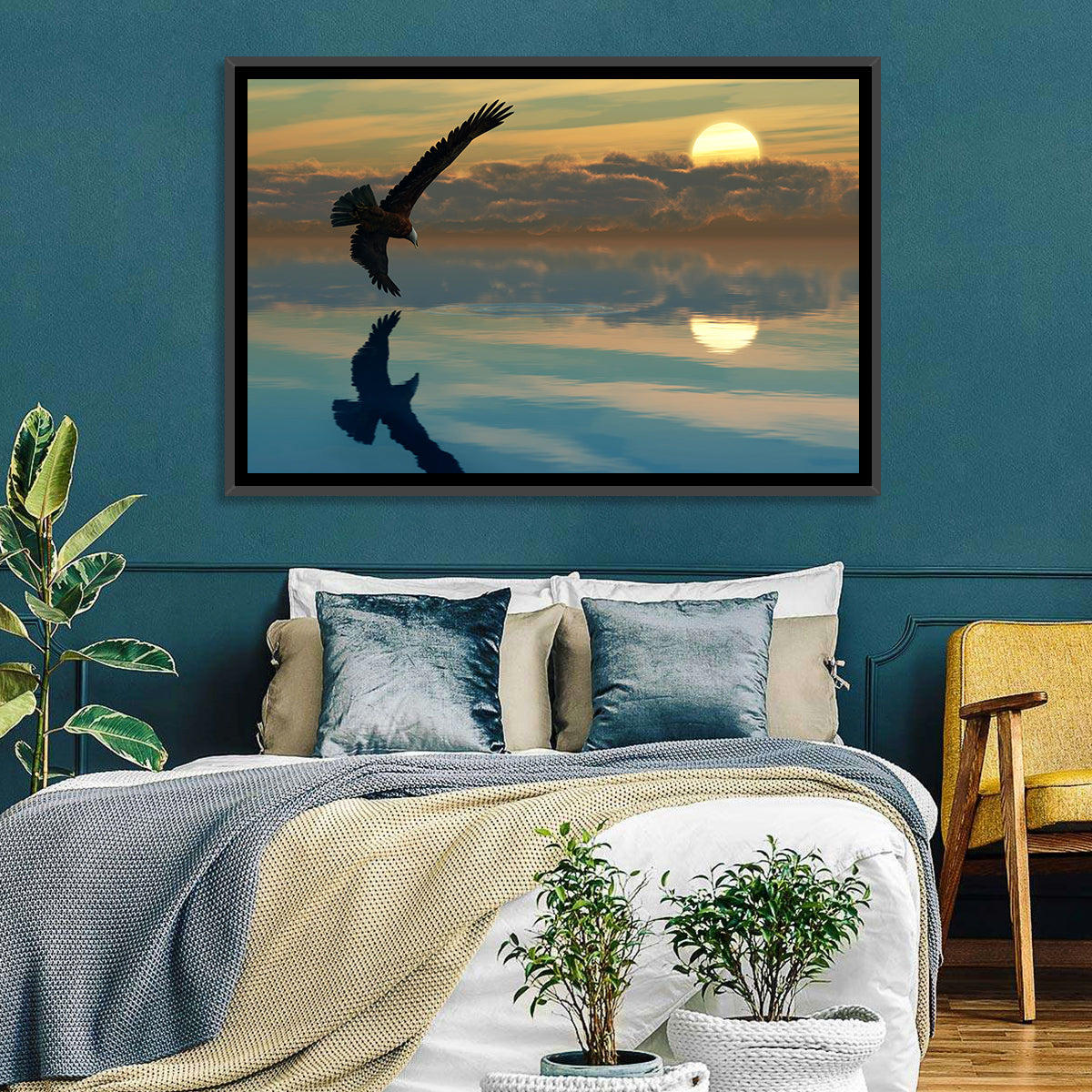 Bald Eagle Sunset Reflection Wall Art