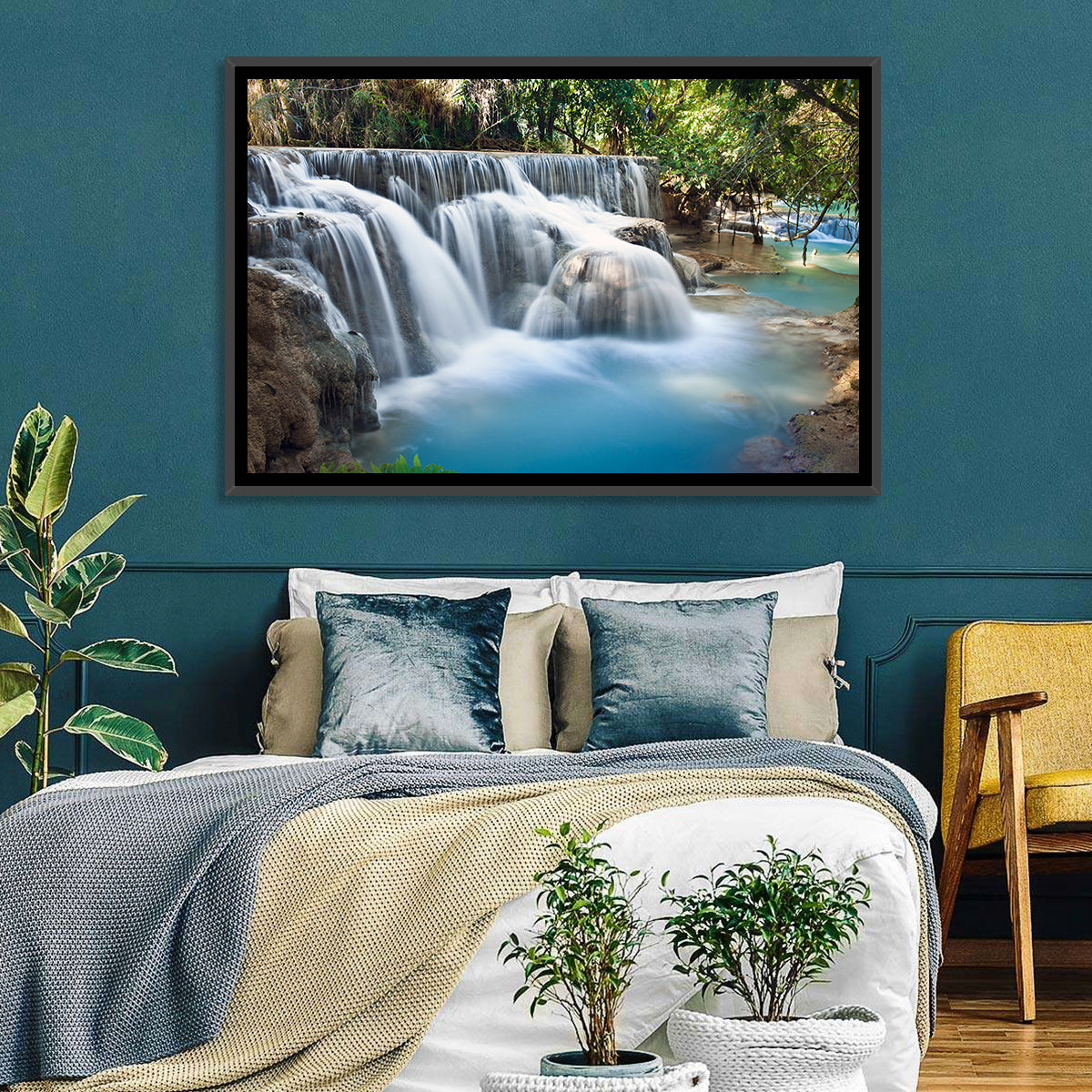 Kuang Si Falls, Luang Prabang Wall Art in a room, landscape