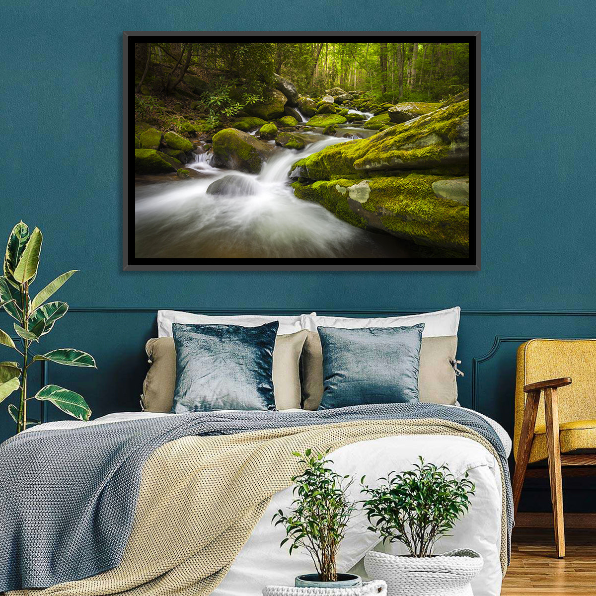 Gatlinburg Park Stream Wall Art in a room, landscape