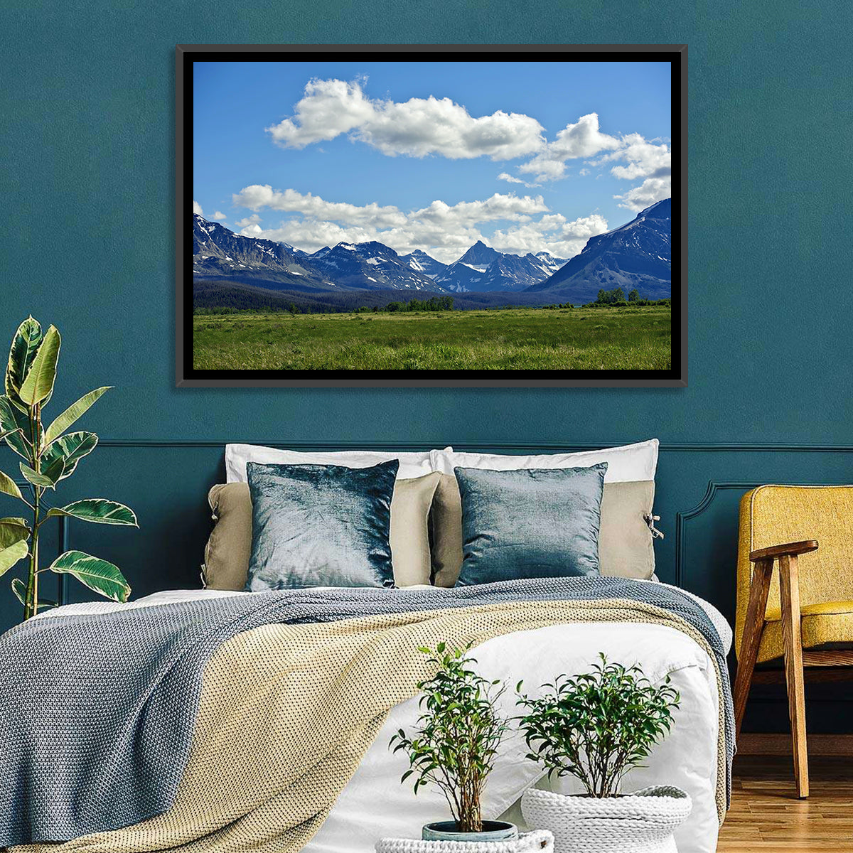 Montana Rocky Mountains Wall Art in a room, landscape