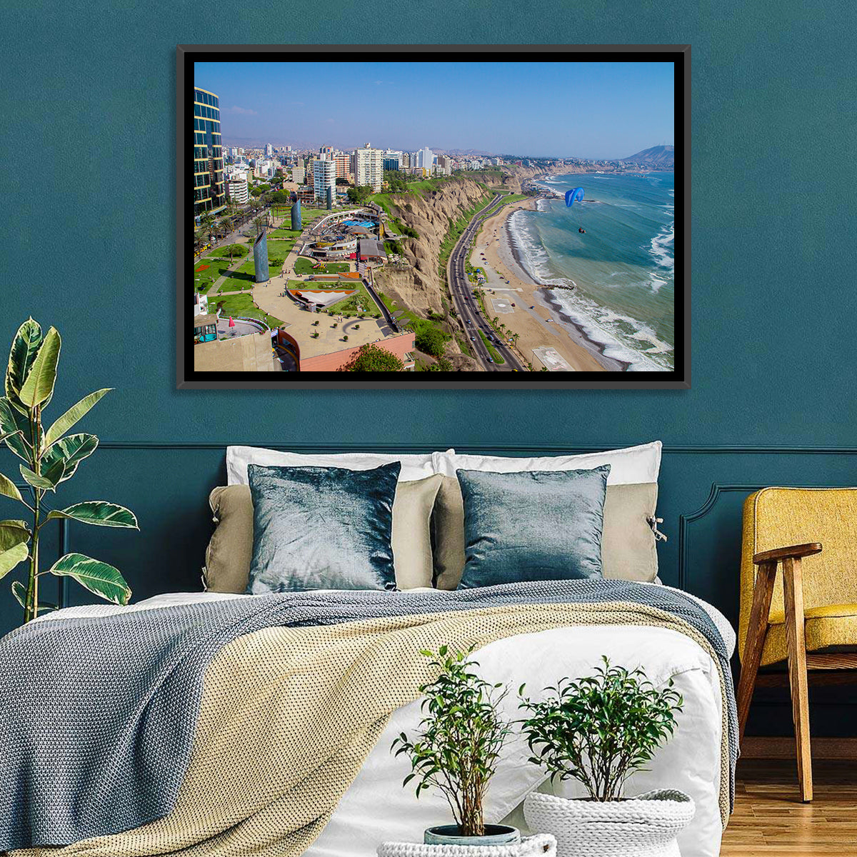 Miraflores Park Coastline Wall Art in a room, landscape