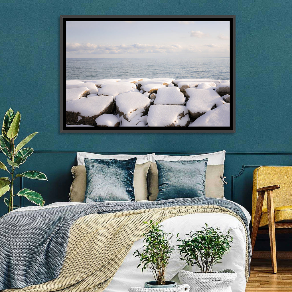 Lake Ontario Snowy Rocks Wall Art