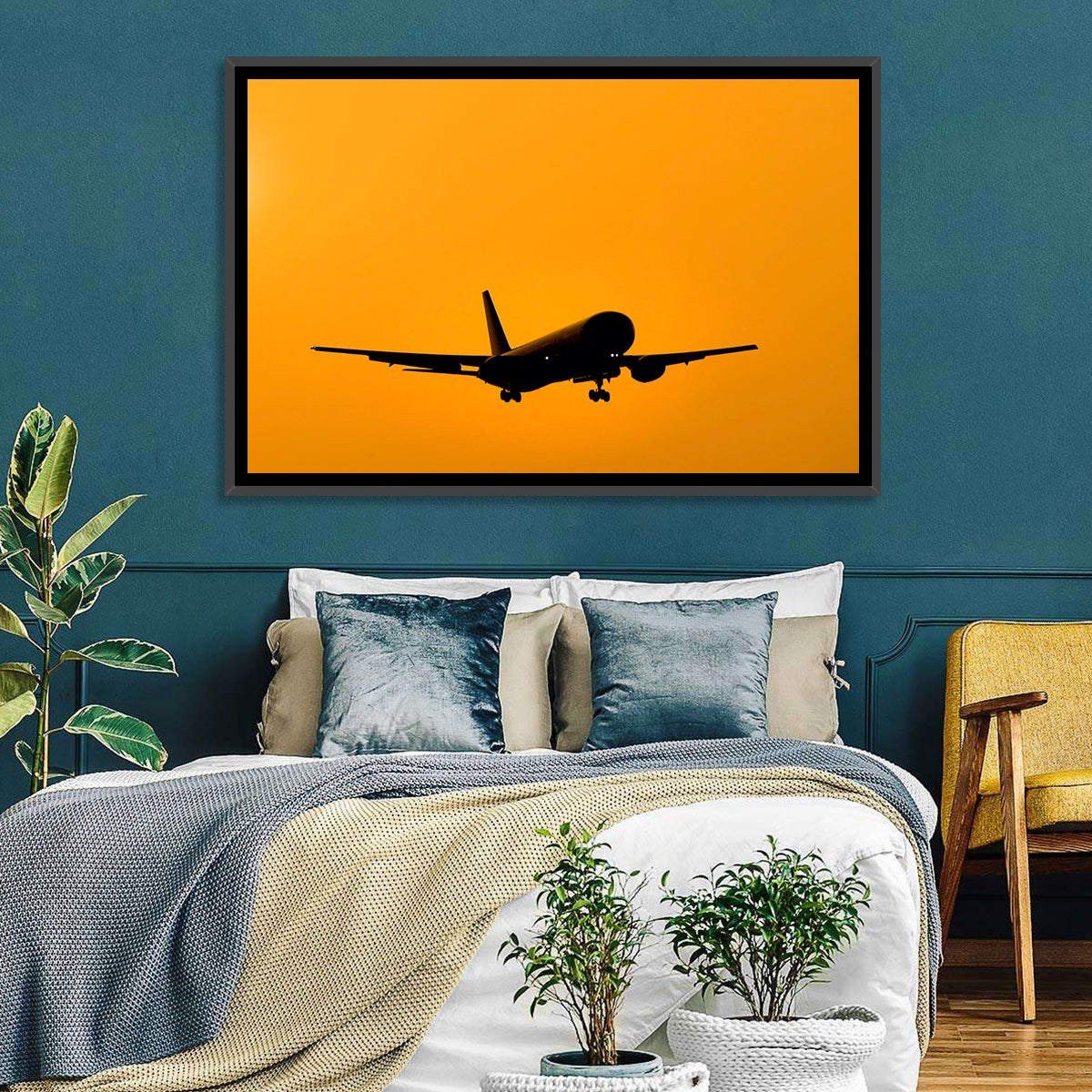 Golden Hour Airliner Silhouette Wall Art