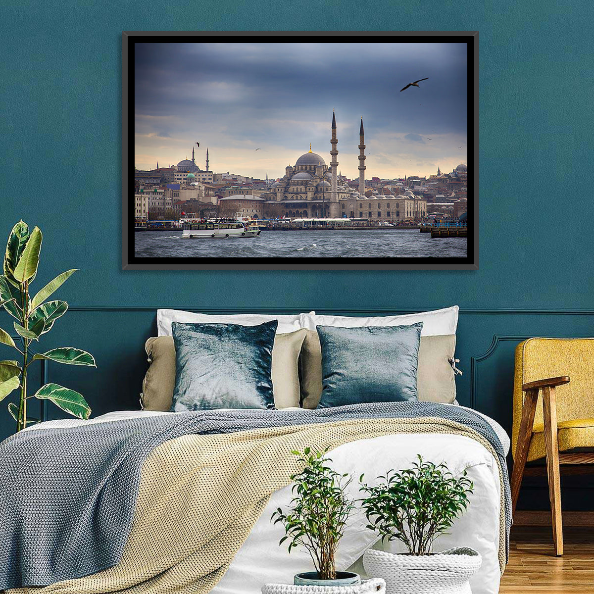 Istanbul Skyline with New Mosque Wall Art in a room, landscape