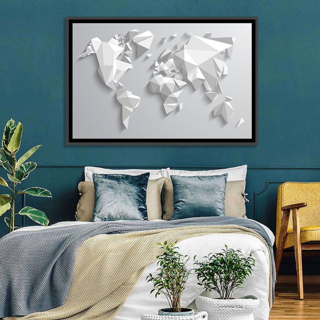 Faceted Triangular World Map Wall Art