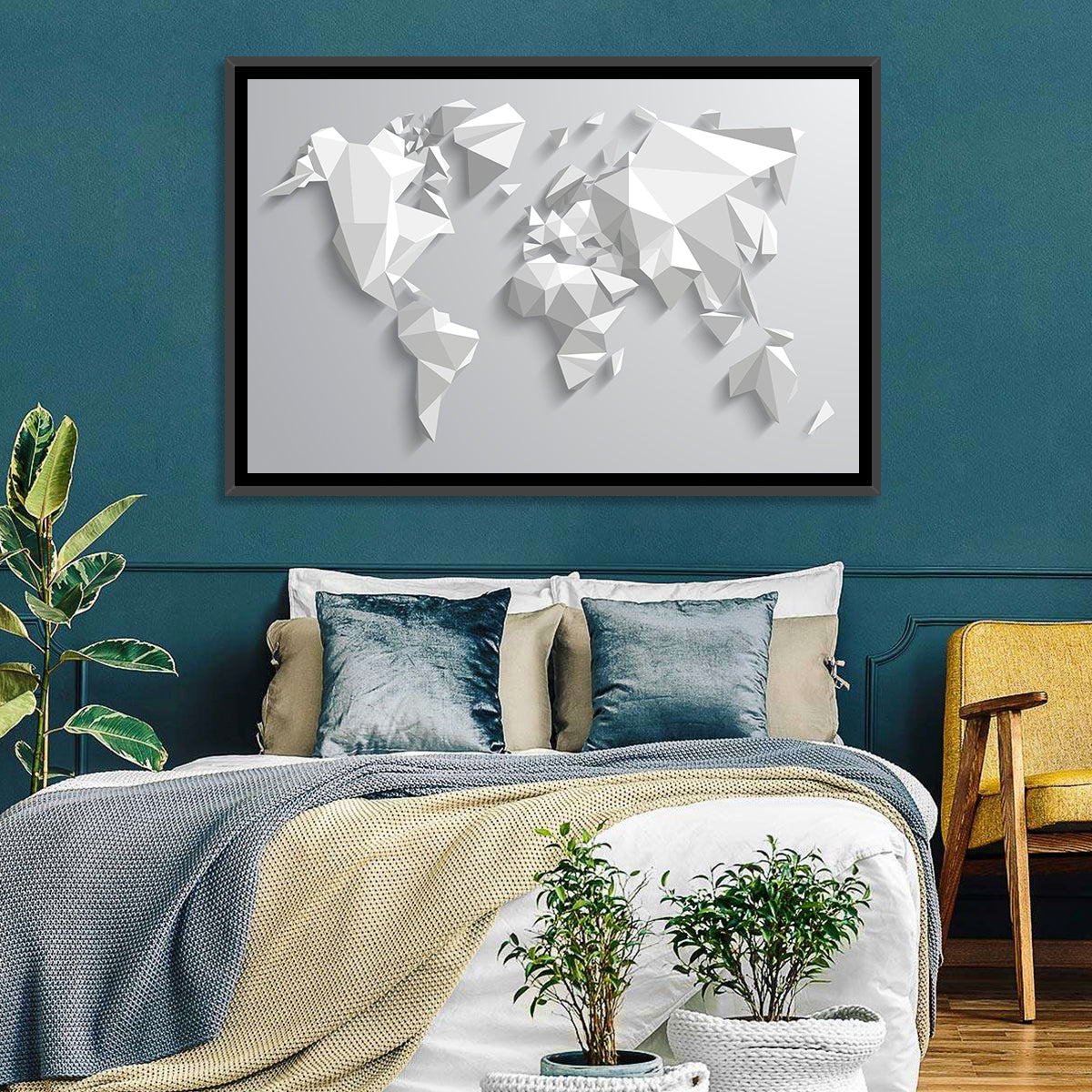 Faceted Triangular World Map Wall Art