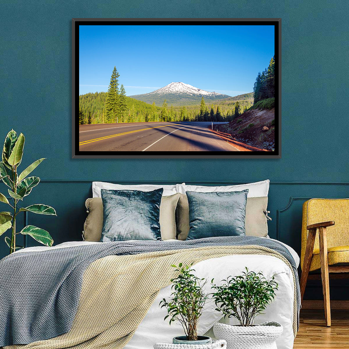 Highway to Mount Bachelor Wall Art in a room, landscape