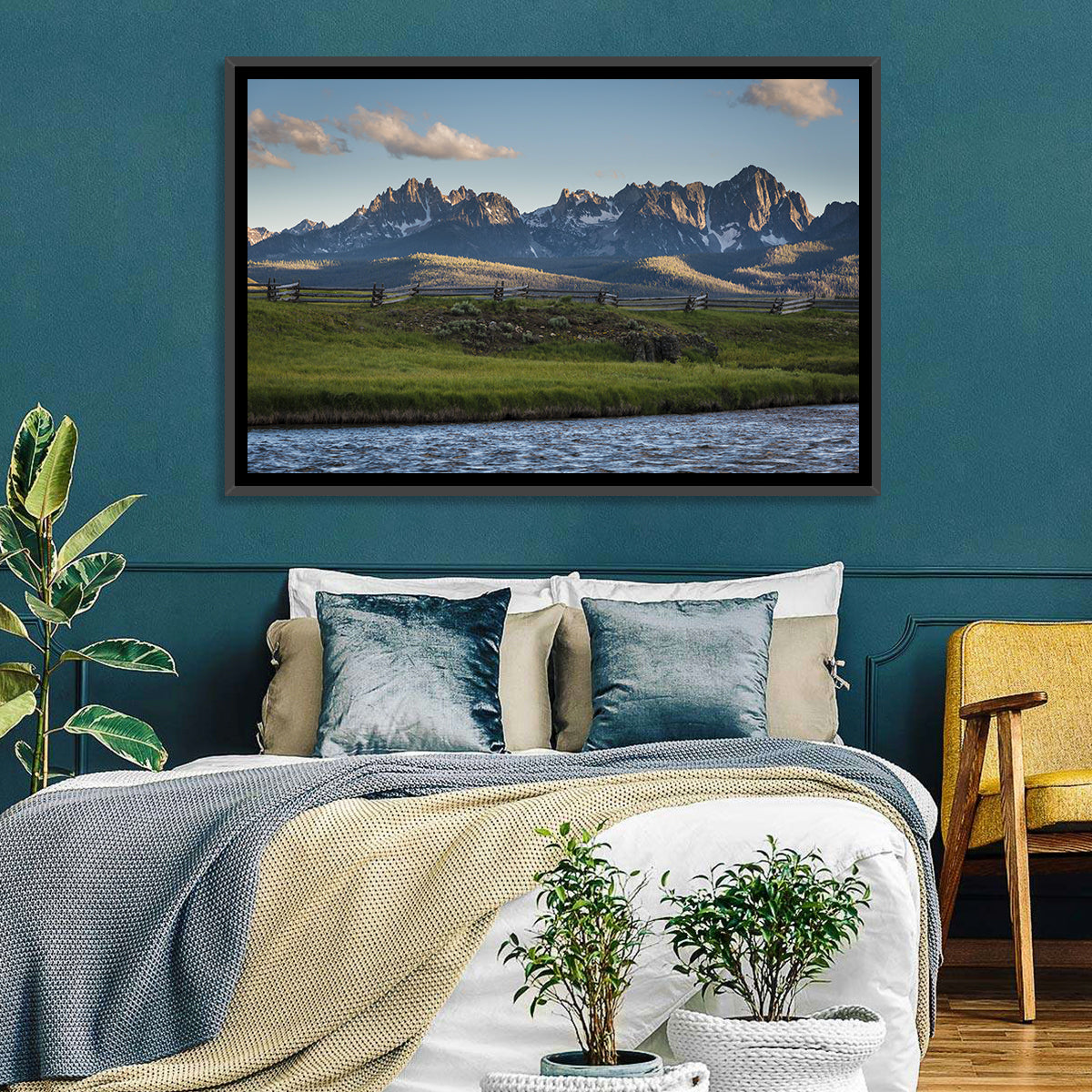 Sawtooth Mountains, Idaho Wall Art in a room, landscape