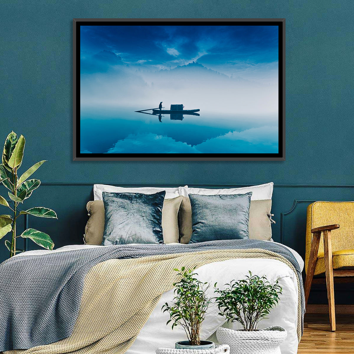 Dongjiang Lake Morning Wall Art in a room, landscape