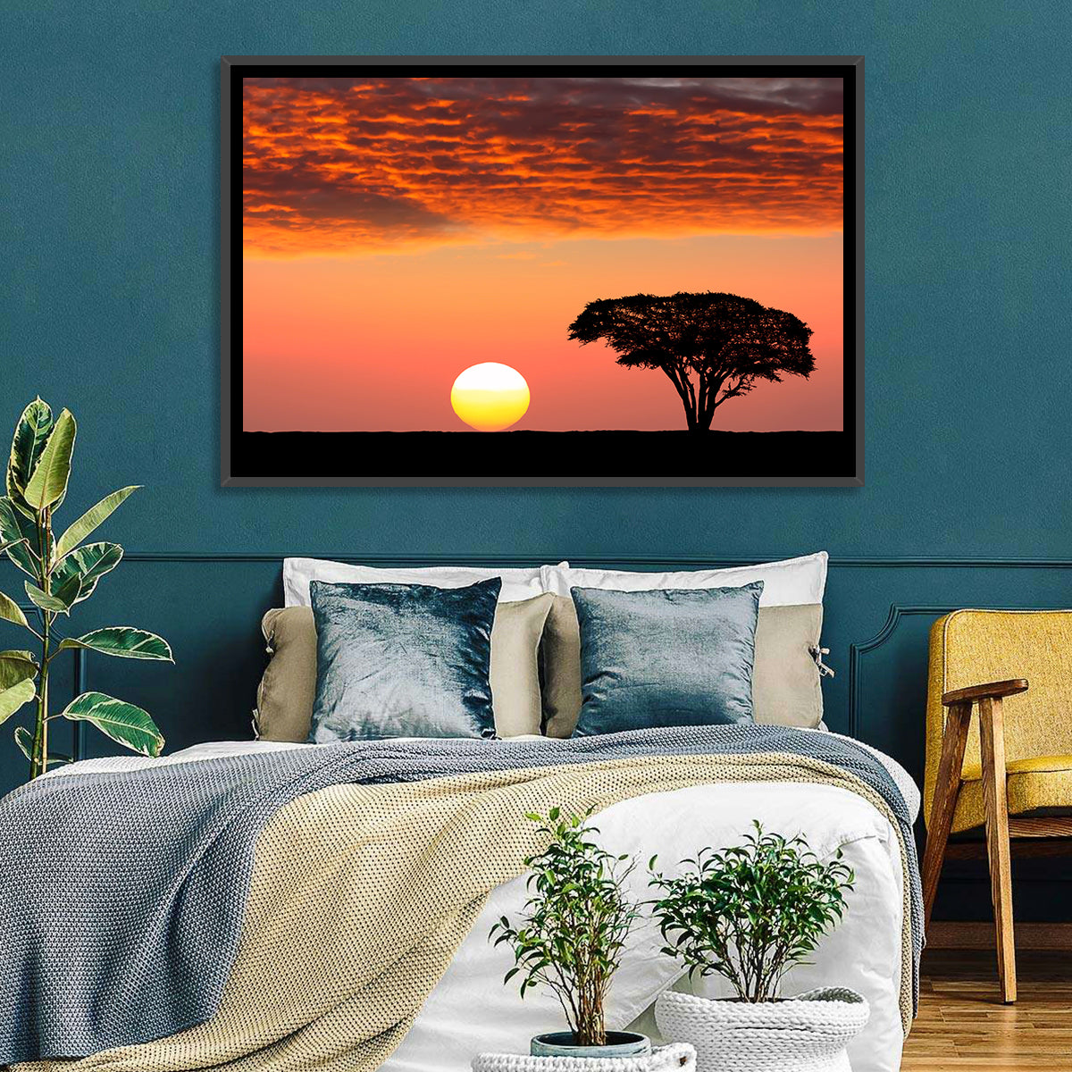 Serengeti Sunset Silhouette Wall Art