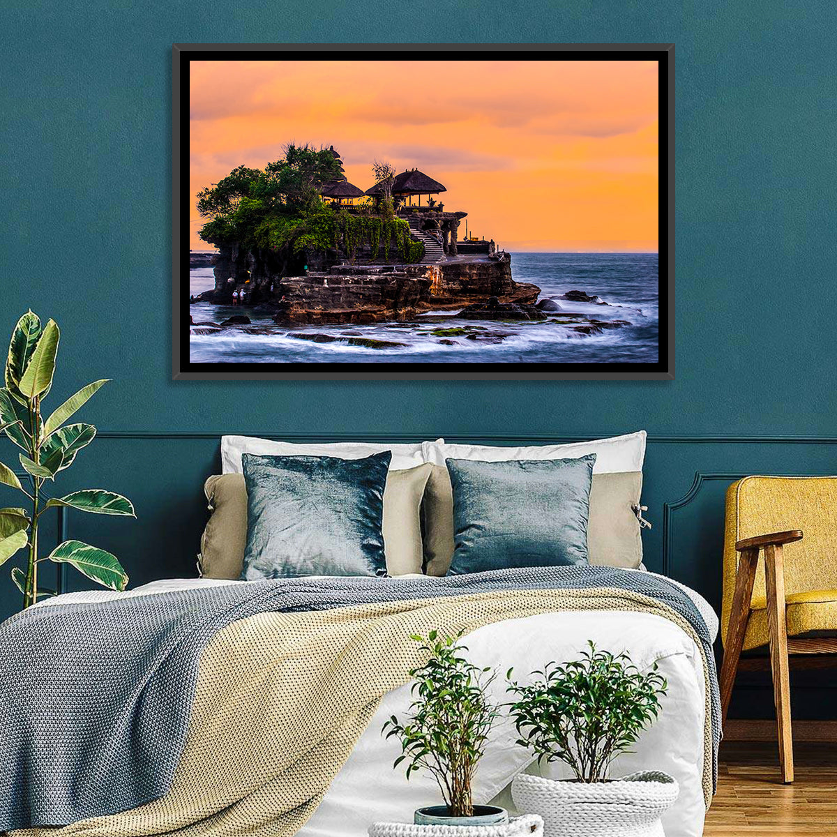 Tanah Lot Temple at Sunset Wall Art