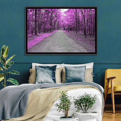 Magenta Autumn Forest Road Wall Art