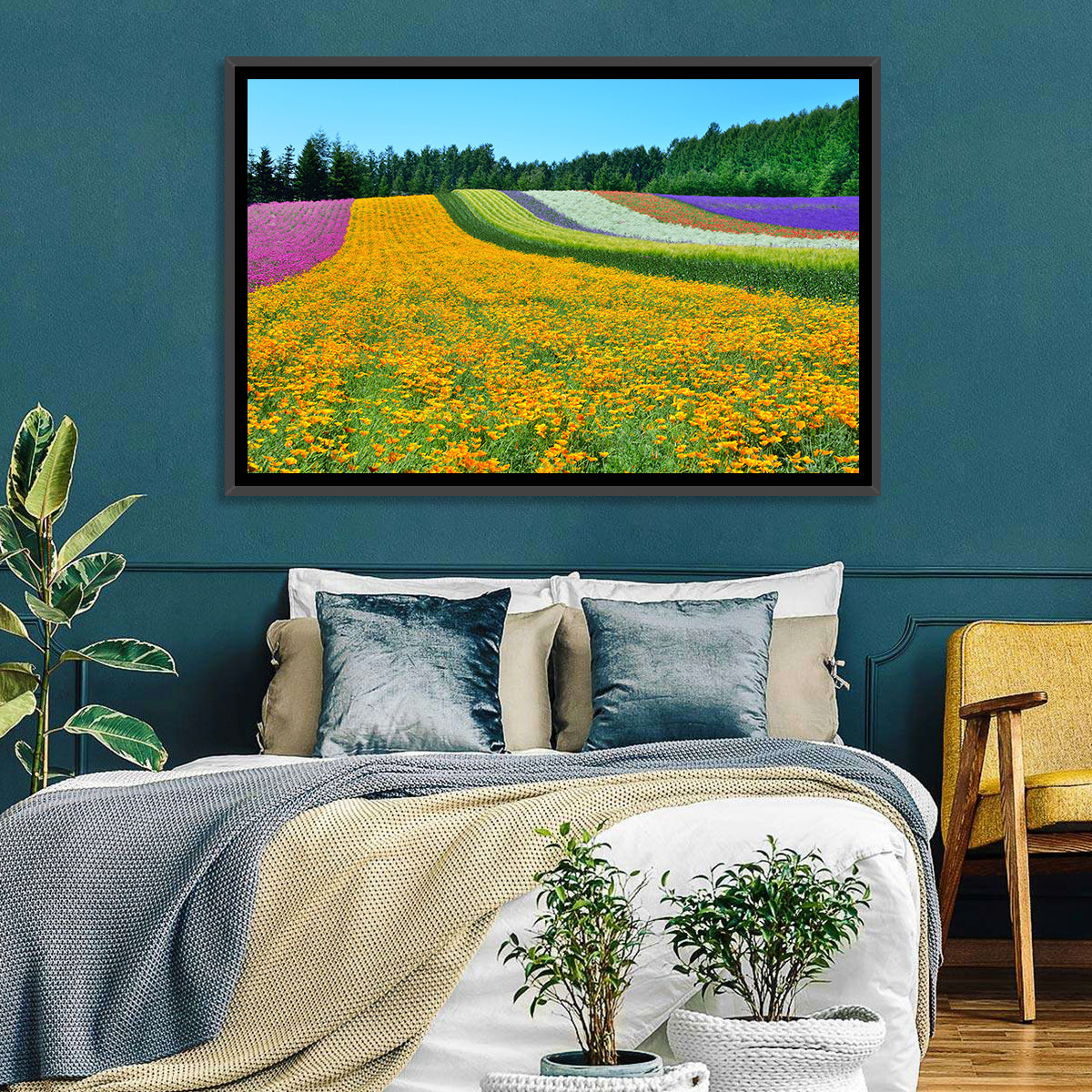 Tomita Flower Fields, Nakafurano Wall Art in a room, landscape