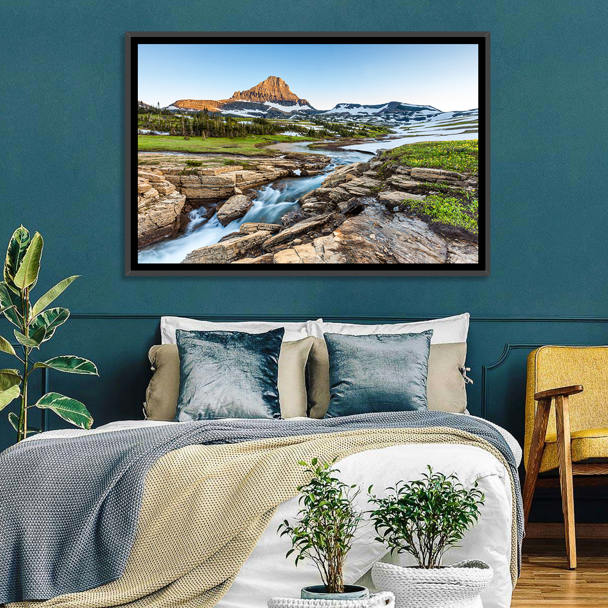 Logan Pass Golden Hour Wall Art in a room, landscape