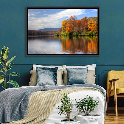 Autumn Lake with Mountain Reflection Wall Art