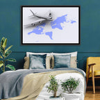 Airplane Over World Map Wall Art