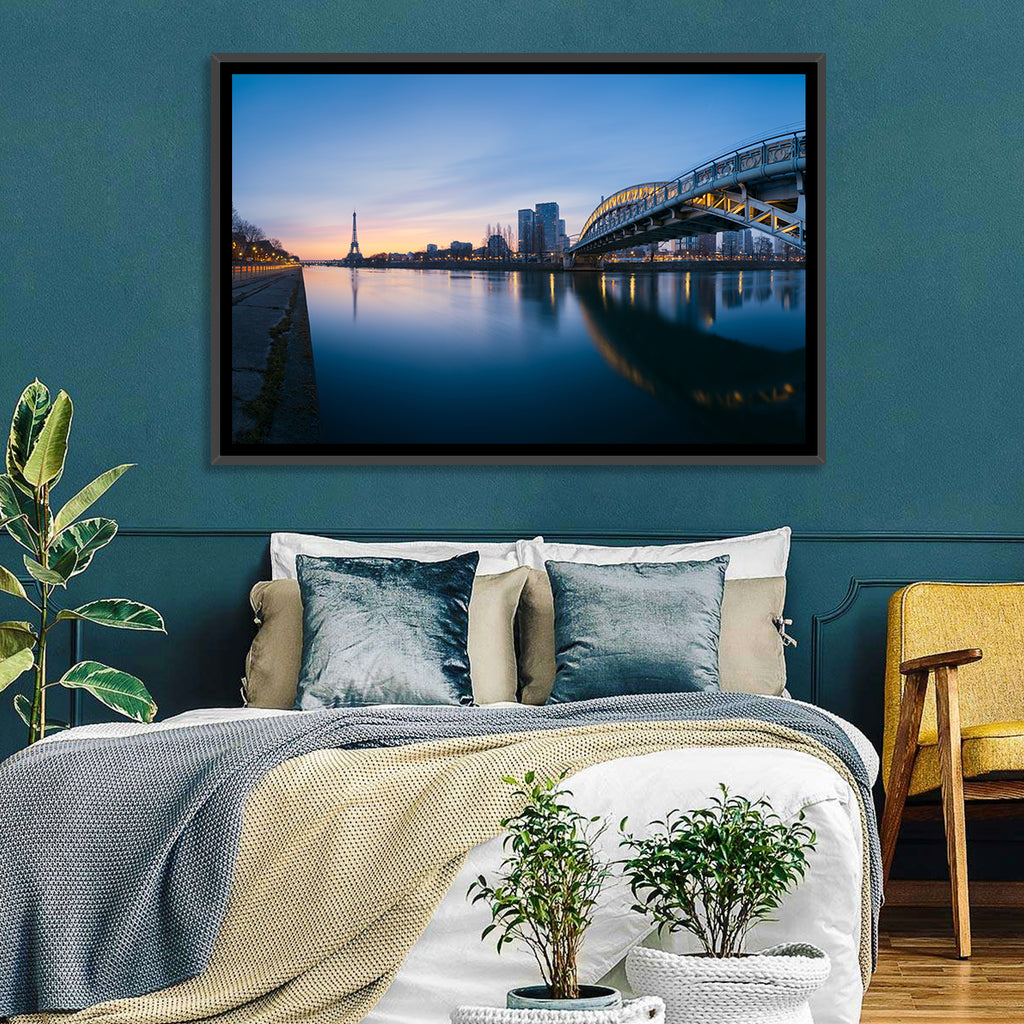 Eiffel Tower Golden Hour Reflection Wall Art