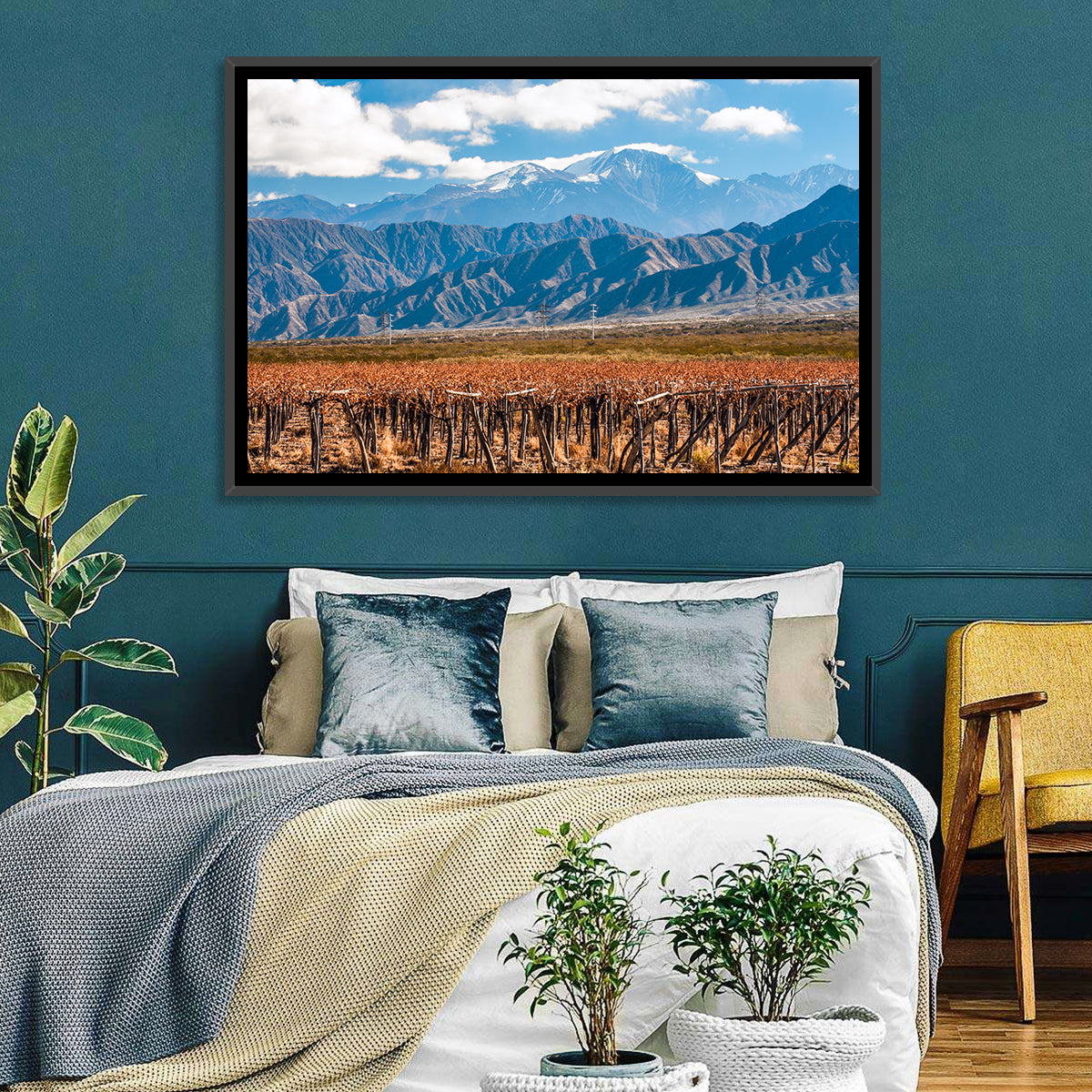 Vineyard Below Aconcagua Wall Art in a room, landscape