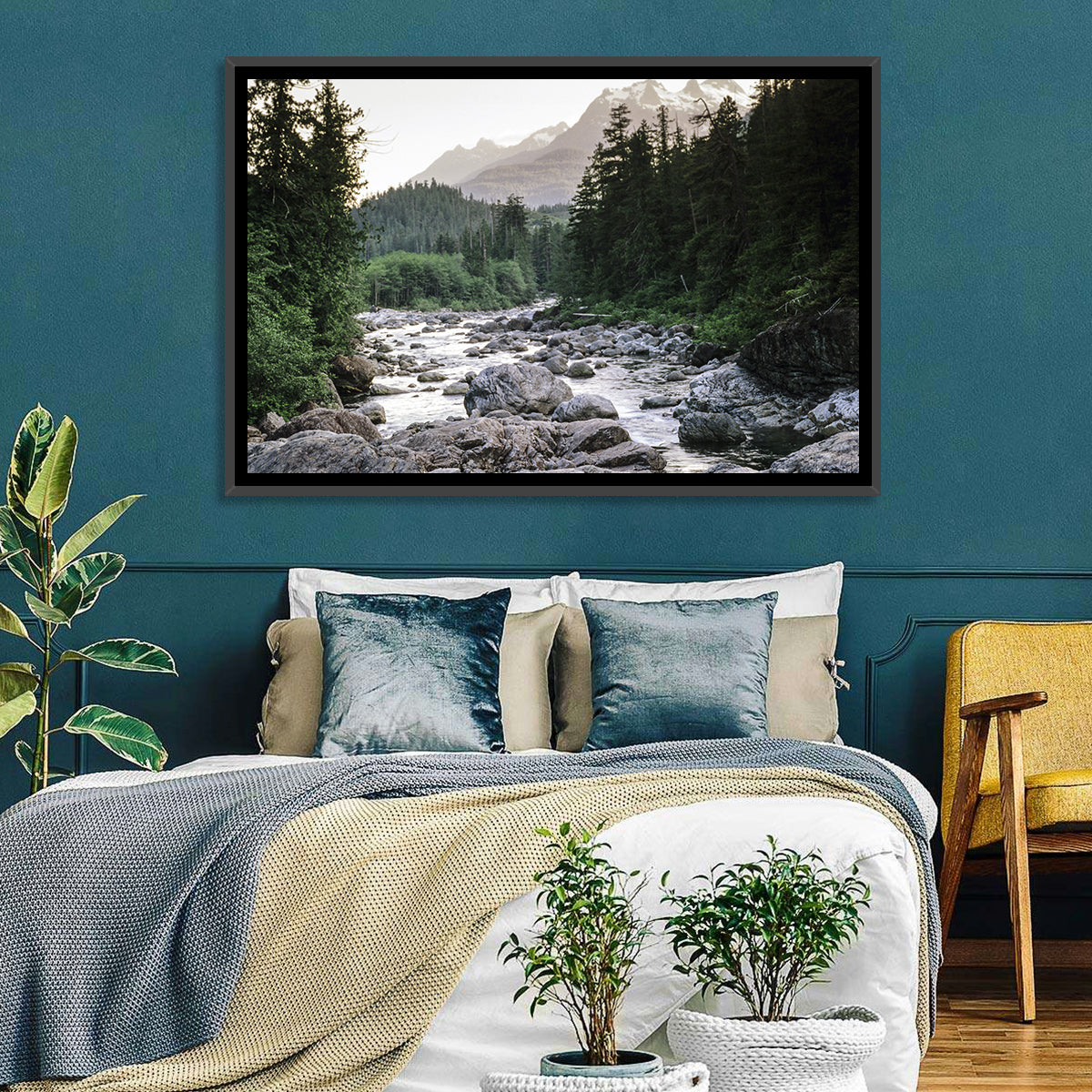 Snake River Mountain View Wall Art in a room, landscape