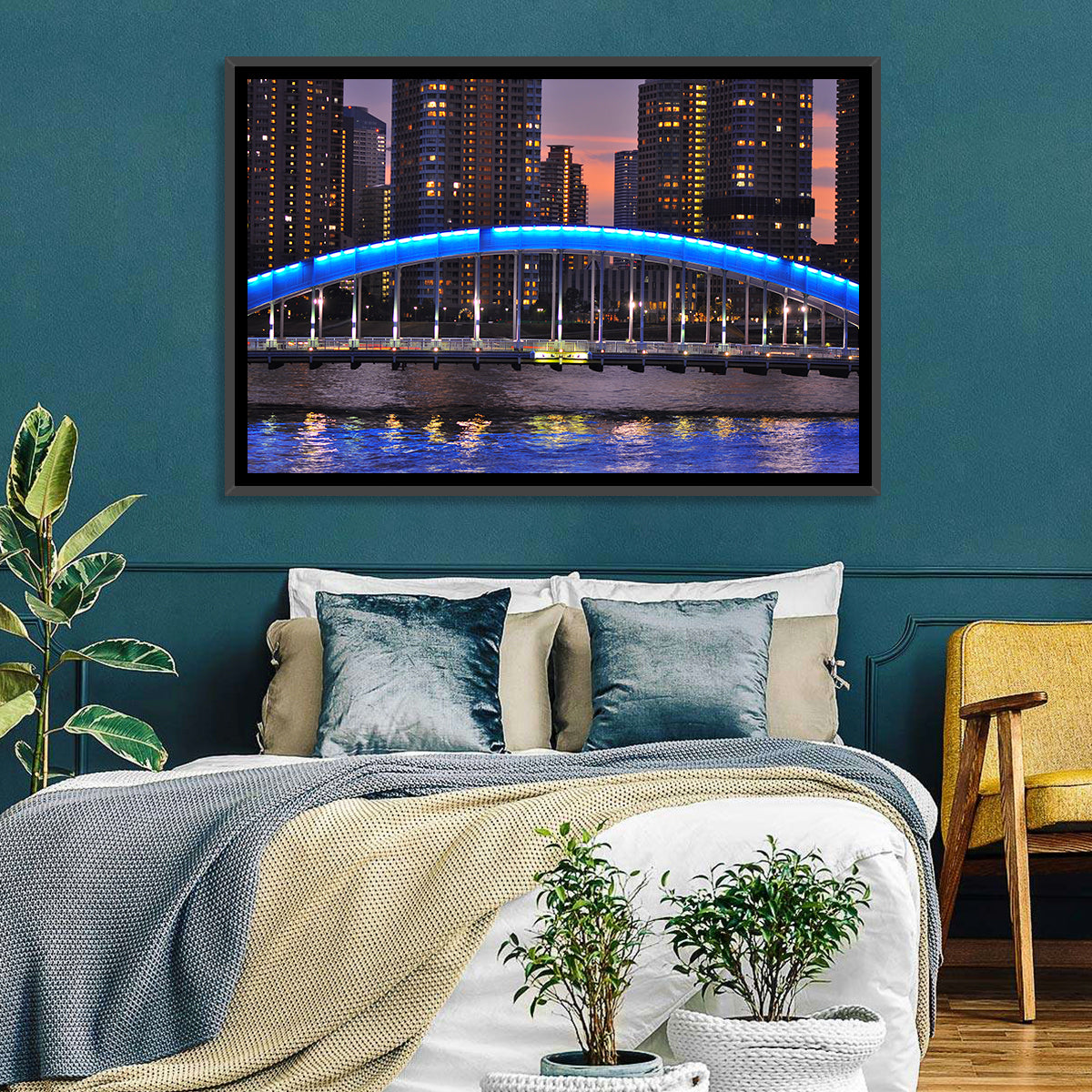 Eitai Bashi Bridge Wall Art in a room, landscape