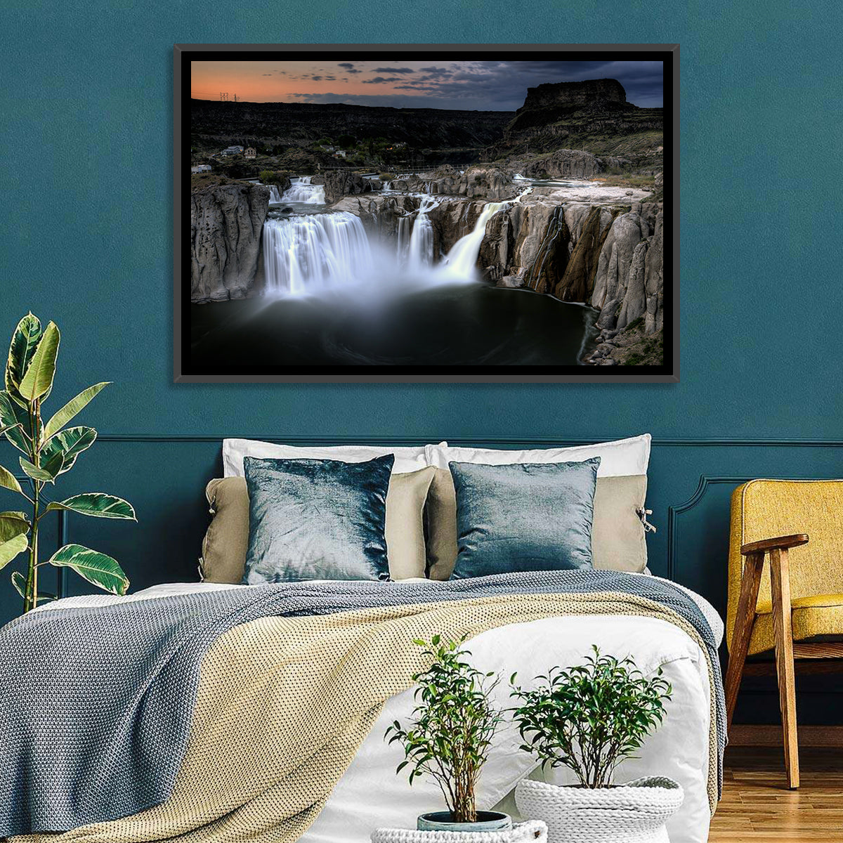 Shoshone Falls at Dusk Wall Art in a room, landscape