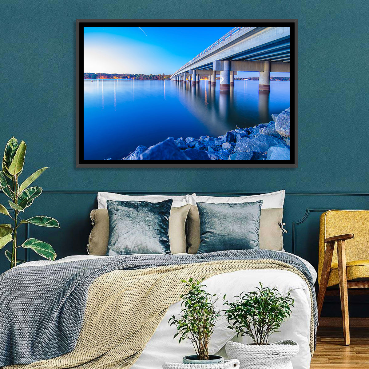 Lake Wylie Bridge at Twilight Wall Art