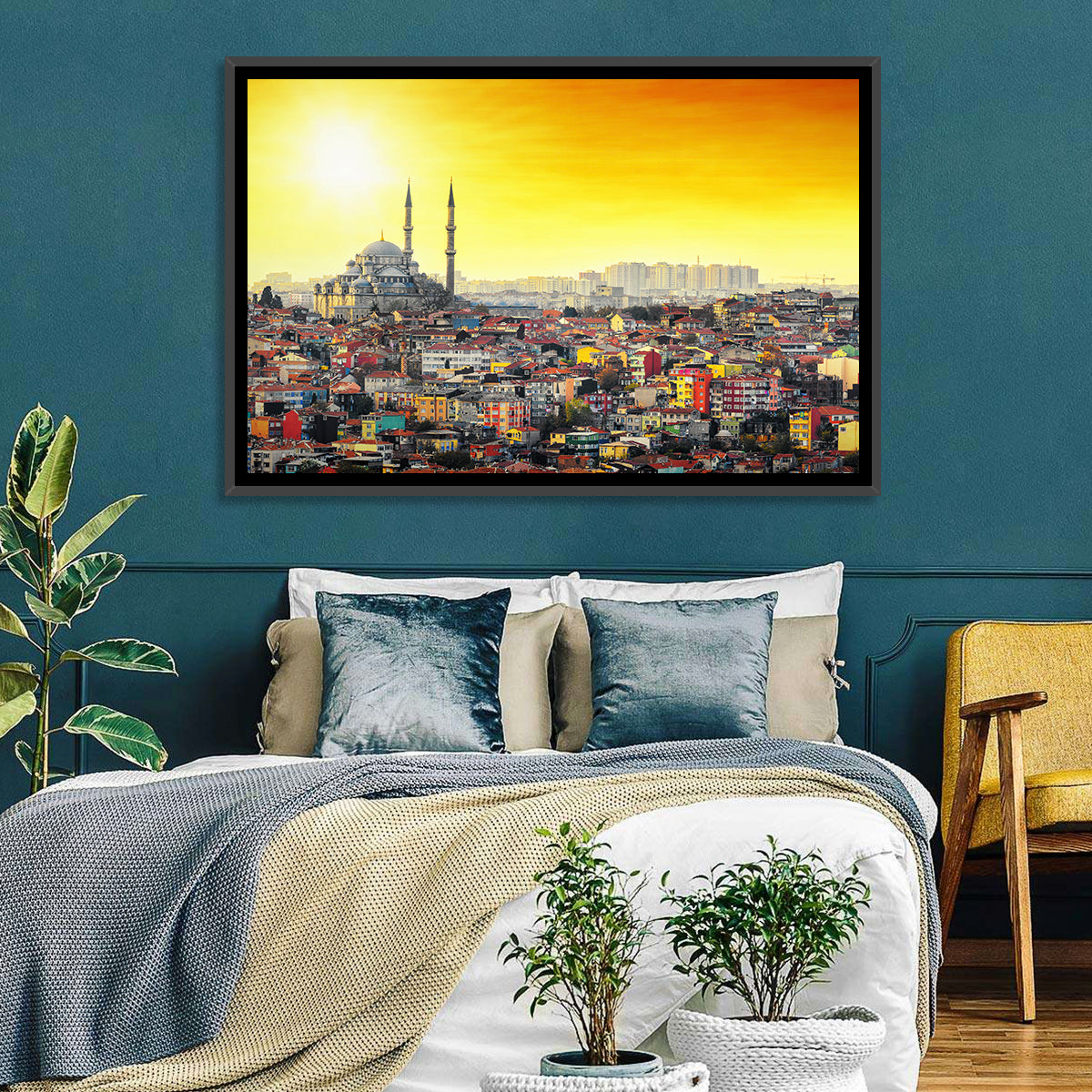 Fatih Mosque at Sunset Wall Art in a room, landscape