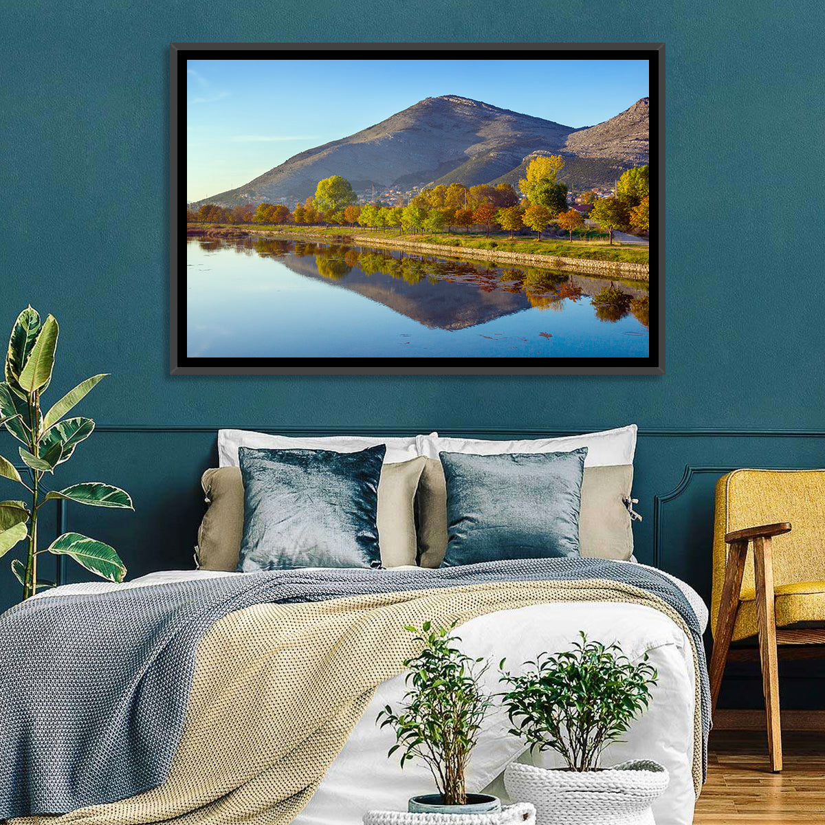 Trebišnjica River Reflection, Trebinje Wall Art in a room, landscape