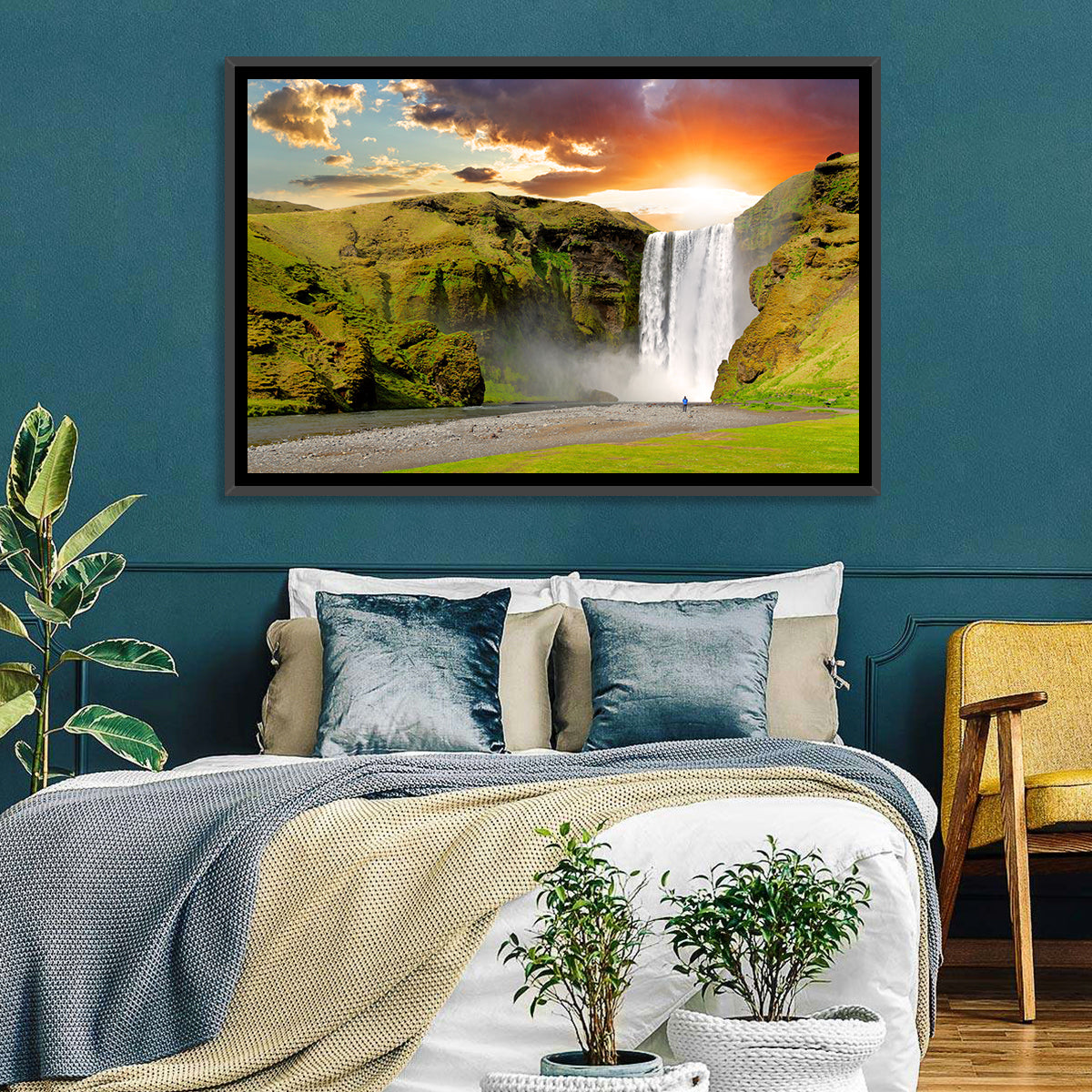 Skógafoss at Sunset Wall Art