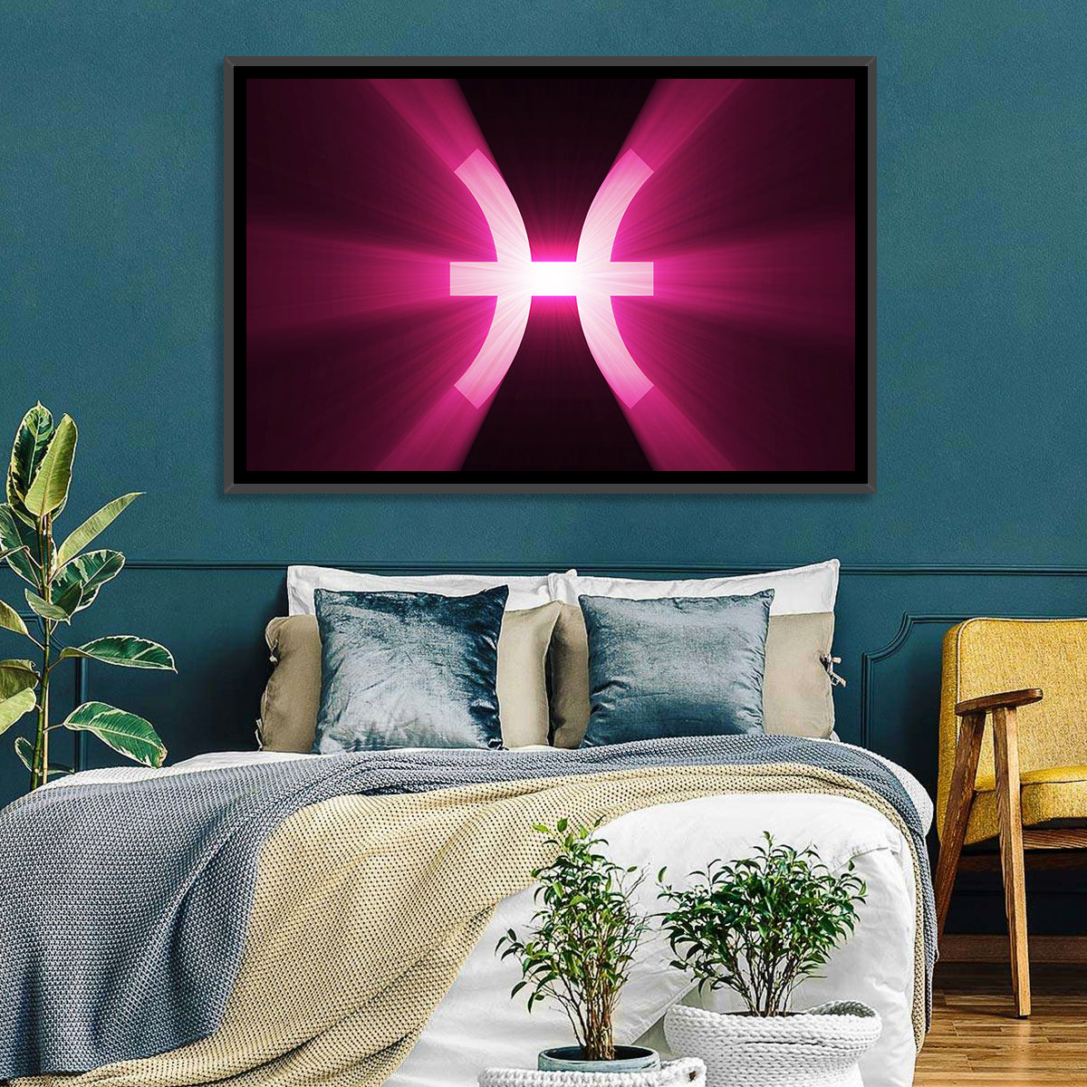 Magenta Pisces Symbol Wall Art