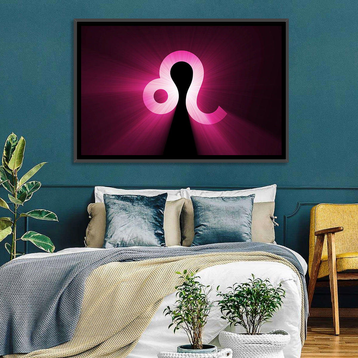 Glowing Magenta Leo Symbol Wall Art