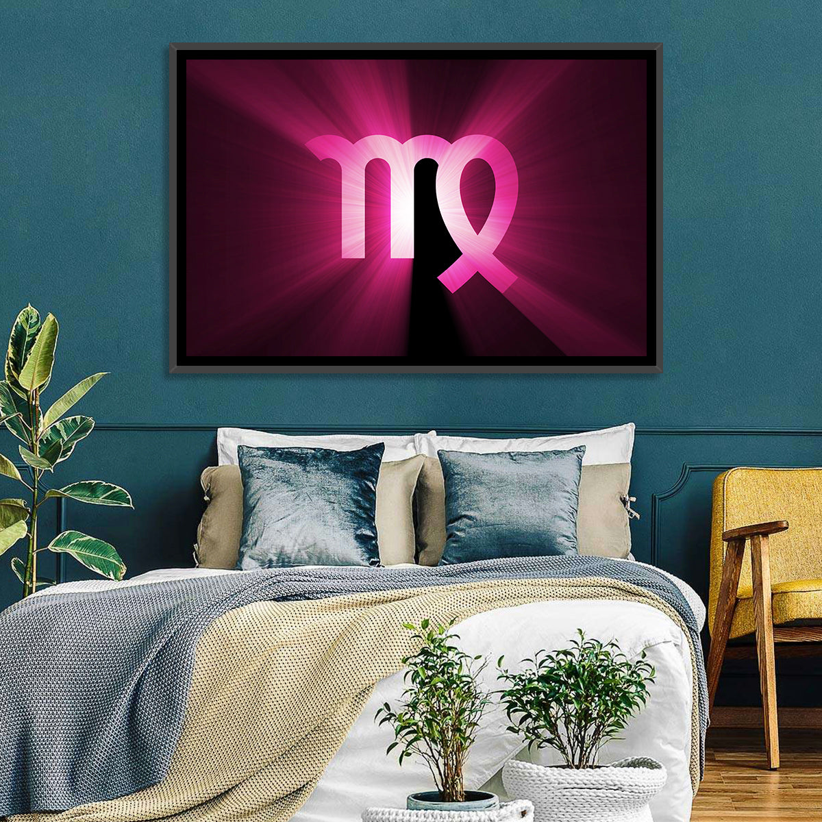 Radiant Virgo Symbol Wall Art in a room, landscape