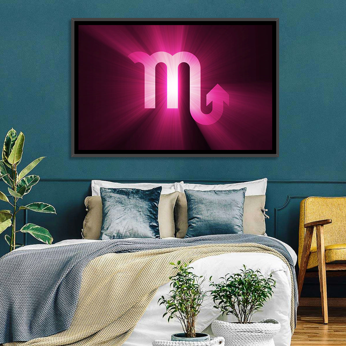 Scorpio Glyph with Magenta Burst Wall Art
