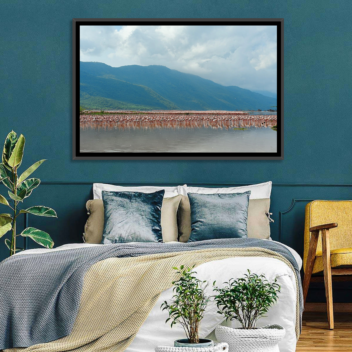 Flock of Flamingos at Lake Bogoria Wall Art